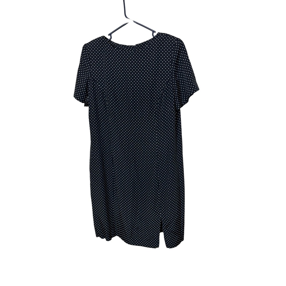 Vintage Dani Michaels Black White Polka Dot Sheath Dress‎ 12P Short Sleeve USA